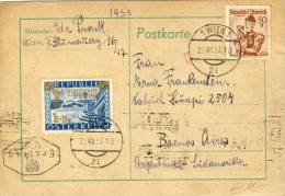 Austria - FDC Postcard Gewerkschaft 1953 +50g To Buenos Aires - Storia Postale