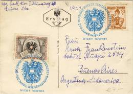 Austria - FDC Staatsdruckerei 1954 To Buenos Aires - Briefe U. Dokumente