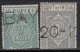 Used Telegraph, Fiscal / Revenue, British India,  2 Diff., - 1882-1901 Impero