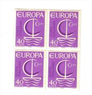 Francobolli Italia-quartina -europa-1966 - Blocks & Kleinbögen