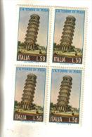 Francobolli Italia-quartina -torre Si Pisa -1973 - Blocks & Kleinbögen