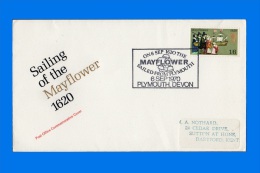 GB 1970-0004, "Sailing Of The May Flower" Commemorative Cover, Special Cachet & Cancel Of Plymouth - 1952-1971 Pre-Decimal Issues