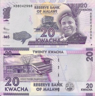 Malawi P57, 20 Kwacha, 2012, Fish / College, Books, Mortarboard - ERROR On Note - Malawi