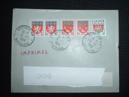 LETTRE TARIF IMPRIMES TP NANTES 3F + TOULOUSE 80C X2 + LYON 70C X2 OBL. 5-12-1958 AVIGNON RP (84 VAUCLUSE) - 1941-66 Coat Of Arms And Heraldry