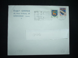 LETTRE TP TROYES 0,10F + GUERET 0,02F OBL.MEC. 4-6-1964 GRENOBLE DEPART (38 ISERE) + ETS GRENIX - 1941-66 Coat Of Arms And Heraldry