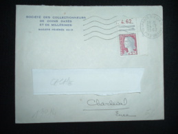 LETTRE TP MARIANNE DE DECARIS 0,25F CDC DATE ?.4.62 DE CARNET OBL.MEC. 24-7-1962 PARIS XIV (AN.1) (75) ANNEXE - 1960 Marianne Of Decaris