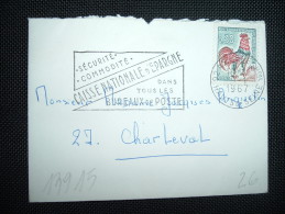 LETTRE MIGNONNETTE TP COQ DE DECARIS 0,25F OBL.MEC. 9-1-1967 ASNIERES PPAL (92 HAUTS DE SEINE) - 1962-1965 Hahn (Decaris)