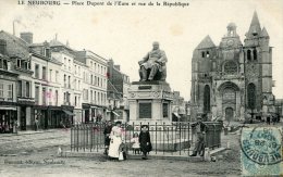 27-LE NEUBOURG...PLACE DUPONT DE L'EURE ET RUE DE LA REPUBLIQUE....CPA ANIMEE - Le Neubourg