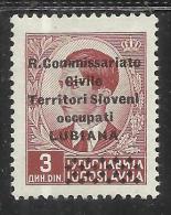 ITALY ITALIA OCCUPAZIONE ITALIAN LUBIANA 1941 R. COMMISSARIATO 3 D MH - Ljubljana