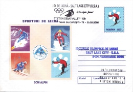 WINTER SPORTS, ALPINE SKI - WOMEN, SALT LAKE CITY , 2002, COVER STATIONERY, ROMANIA - Inverno2002: Salt Lake City