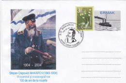 STEPAN OSIPOVICI MAKAROV , VICEADMIRAL AND RUSSIAN OCEANOGRAPHER, SPECIAL COVER, 2004,ROMANIA - Explorateurs