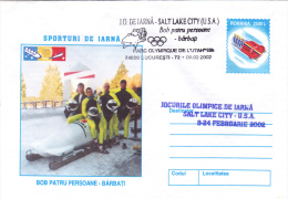 WINTER SPORTS, SLEDGE - 4 PERSONS - MEN, SPECIAL COVER, 2002,ROMANIA - Winter 2002: Salt Lake City