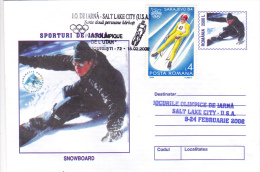 WINTER SPORTS, SNOWBOARD, SPECIAL COVER, 2002,ROMANIA - Invierno 2002: Salt Lake City