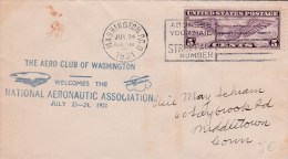 USA - 1931  - POSTE AERIENNE - ENVELOPPE AIRMAIL De WASHINGTON   - WELCOME TO THE NATIONAL AERONAUTIC ASSOCIATION - 1c. 1918-1940 Cartas & Documentos