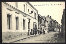 CPA ANCIENNE- FRANCE- MONTJAVOULT (60)- RUE DE LA POSTE EN GROS PLAN AVEC BELLE ANIMATION- MARCHAND DE VINS - Montjavoult