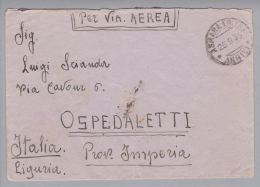 Afrika Eritrea 1935-09-25 Asmara Airmail Nach Italien Ospedaletti - Erythrée