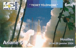 TARJETA DE FRANCIA DEL COHETE ESPACIAL ARIANE5 (NUEVA-MINT) SIT 2004 TIRADA 1000 - Astronomie