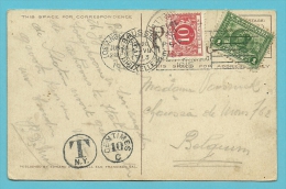 Kaart Vanuit LOS ANGELES (U.S.A.), Getaxeerd (taxe)  Met TX 5 Met Stempel BRUXELLES - Lettres & Documents