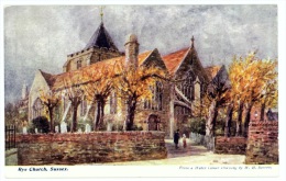 Art Scene - Rye Church, Sussex - Artist Signed W.H.Burrow - Rye