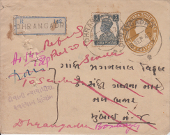 India   KG VI  1A3P  Postal Stationary  Envelope  Registered Used #  49439  Inde Indien - Omslagen