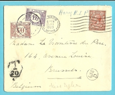 Brief Vanuit HARROW (G.B.) , Getaxeerd (taxe) Met TX 37+43 Met Stempel BRUXELLES - Cartas & Documentos