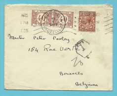 Brief Vanuit  (G.B.) , Getaxeerd (taxe) Met TX 37 (X2) Met Stempel BRUXELLES - Lettres & Documents