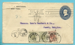 Brief Vanuit NEW YORK  (U.S.A.) , Getaxeerd (taxe) Met TX 4+6 Met Stempel JUMET - Lettres & Documents