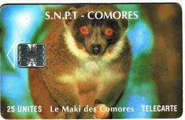 ***Télécarte S.N.P.T COMORES Le MAKI   25Unités  Vide  TB  A Saisir *** N° Lot :00052628 - Comoros