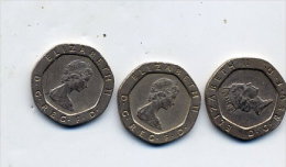 Lot Piece 20 Pence 1983, 1982, 1990 - 20 Pence