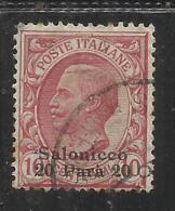 LEVANTE SALONICCO 1909 - 1911 SOPRASTAMPATO D'ITALIA ITALY OVERPRINTED 20 PA SU 10 C USATO USED OBLITERE' - European And Asian Offices