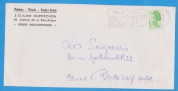 BICCARROSSE LES LACS LA FORAT POSTMARK ON COVER,  1989 FRANCE - Lettres & Documents