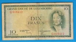 LUXEMBURGO -  10 Francs ND  P-48  Serie G - Luxemburgo
