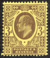 GREAT BRITAIN 1902 KING EDWARD VII 3d VF MLH OG SC#132//SG.#232 CV£50,00 (DEB01) - Unused Stamps