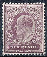 GREAT BRITAIN 1902 KING EDWARD VII 6d FRESH VF XLH SC#135//SG#245 (2 Minor INK SPOTS) (DEB01) - Ungebraucht