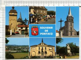 PONTACQ -  Souvenir -  6 Vues  :  Vieille Porte - Place Du Marché - Eglise St Laurent - Vue Générale - Hôtel De Ville - Pontacq