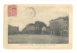 Cp, 86, Neuville De Poitou, Place Du Marché Et Rue Paul Bert, Voyagée 1906 ? - Neuville En Poitou