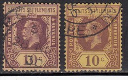 Straits Settlements Used 1921, 10c  Diff., Colour / Shade,  King George V Series, Malaya / Malaysia - Straits Settlements