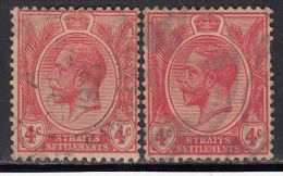 Straits Settlements Used 1912,,,,,,4c......  Shades ,  King George V Series, Malaya / Malaysia - Straits Settlements