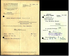 2 X  Arzt-Rechnung Aus Zwickau 1945  , Zahnarzt Und Facharzt Innere Krankheiten - 1900 – 1949