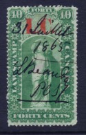 1864 Lower Canada QL4 Quebec Law Stamp ( 40c Green   ) Timbre Taxes Bas Canada  Recto/verso - Fiscales