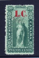 1864 Lower Canada QL2 Quebec Law Stamp ( 20c Green  ) Timbre Taxes Bas Canada Recto/verso - Fiscale Zegels