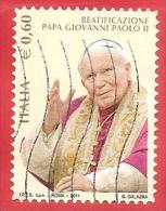 ITALIA REPUBBLICA USATO - 2011 - Beatificazione Di Papa Giovanni Paolo II - € 0,60 - S. 3232 - 2011-20: Used