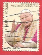 ITALIA REPUBBLICA USATO - 2011 - Beatificazione Di Papa Giovanni Paolo II - € 0,60 - S. 3232 - 2011-20: Used