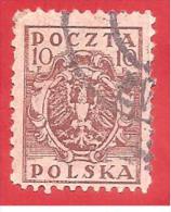 POLONIA - POLSKA - USATO - 1919 - SERVIZI - Eagle - 0,10 Polonia Marka  - Michel PL 87B - Oblitérés