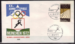 ALLEMAGNE  FDC  Cachet  Ulm Donau 1  Le  26  8  1972   JO 1972  Course  Hand Ball - Hand-Ball
