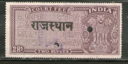 India Fiscal 1948's Rs.2 Ashokan Capital Lion O/P RAJASTHAN Court Fee Revenue Stamp Inde Indien # 4079D - Dienstmarken