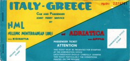 HML - HELLENIC MEDITERRANEAN LINES  /  Ticket _ Biglietto Aereo - Europa