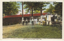 Hot Springs National Park AR Arkansas, Bath House & Drinking Pavilion, Ouachita River Park, C1910s/20s Vintage Postc - Hot Springs
