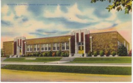 De Queen AR Arkansas, Central Grade School Building, C1930s/40s Vintage Linen Postcard - Altri & Non Classificati