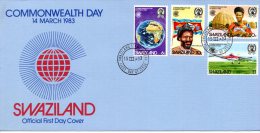 SWAZILAND. N°416-9 Sur Enveloppe 1er Jour (FDC) De 1983. Commonwealth/Globe Terrestre/Avion. - Swaziland (1968-...)